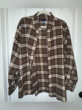 Peter Millar | Brown Plaid Button-Up Japanese Flannel Shirt | Size XL